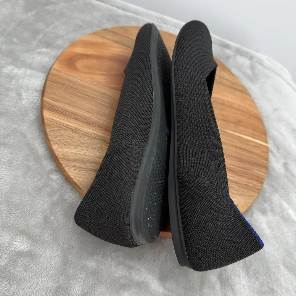 Rothy's The Flat Shoes Womens Size 10.5 Black Blue Washable Pointed‎ Ballet Eco